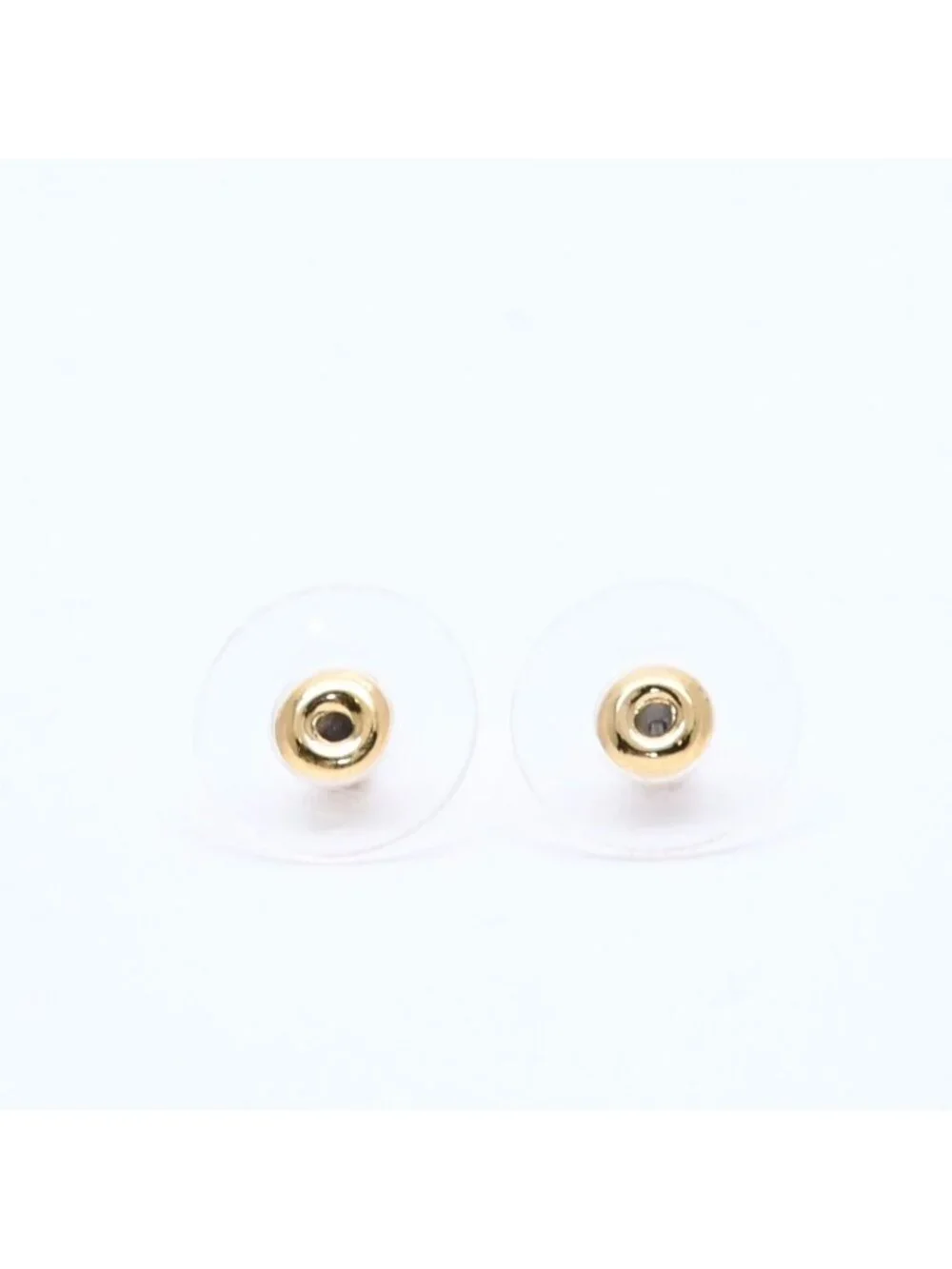 Chanel CC Logo Shape Stud Earrings Rib Texture 00 Gold Metal